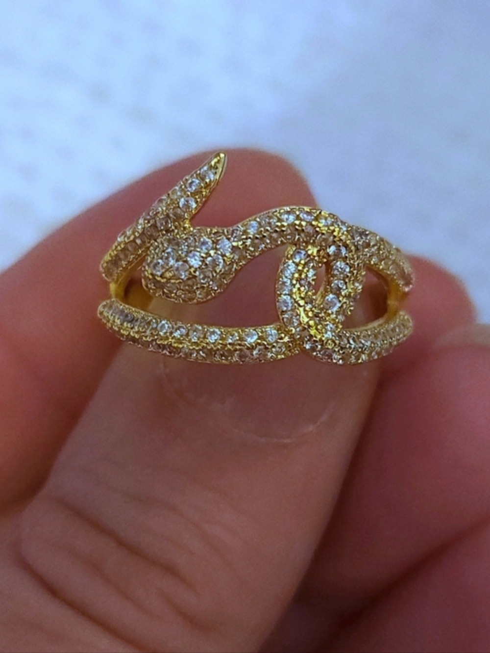 Gold Sparkling Coiled Snake Ring
